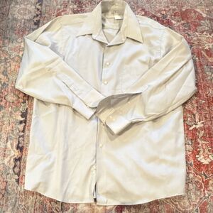 Geoffrey Beene Men's Ivory XL Dress Shirt Sateen Wrinkle Resistant 17 34/35